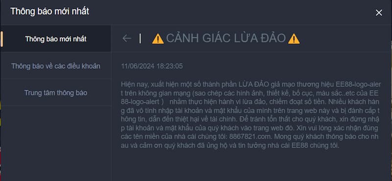 Cảnh giác lừa đảo khi EE88 đăng nhập